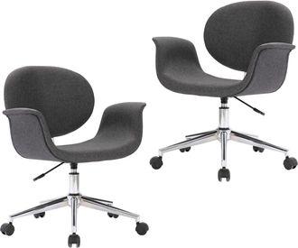 vidaXL Sillas De Comedor Giratorias 2 Pcs Tela Gris