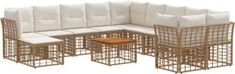 vidaXL Conjunto De Sof&aacute;s De Exterior 12 Uds. 11 Plaza Natural Y Crema Vidaxl