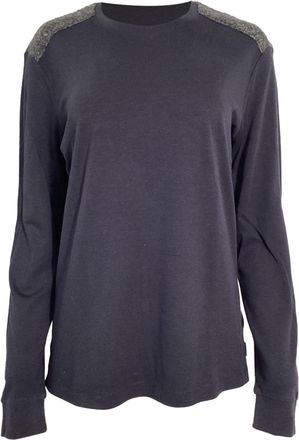 Giorgio Armani Color-Block Sweater in Navy Blue and Grey Cotton