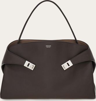 Ferragamo Women Hug soft bicolor shoulder bag (L) Brown