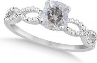 Allurez Infinity Cushion-Cut Salt & Pepper Diamond Engagement Ring Palladium (0.50ct)