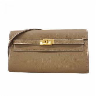 Herm&egrave;s Etoupe Gray Epsom Leather Chain/Shoulder Wallet (Pre-Owned)