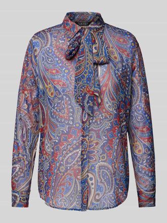 Lauren Ralph Lauren Hemdbluse mit verdeckter Knopfleiste Modell KRISTY in Blau, Gr&ouml;&szlig;e XL