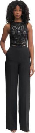Elisabetta Franchi Crepe Jumpsuit met Borduurwerk - Dames - Jumpsuits - Zwart - XS - Leer - Jumpsuits & Playsuits