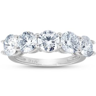 Pompeii3 3 3/4 Ct EX3 Lab Grown Diamond Five Stone Wedding Ring 14k White Gold