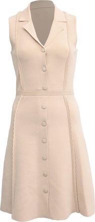 Sandro Sandro Knitted Button-Down Mini Dress in Beige Viscose
