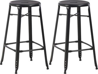 vidaXL Taburetes De Cocina 2 Unidades De Acero Negro Vidaxl