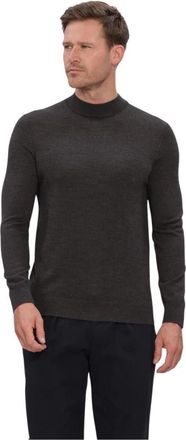 Profuomo Pullover met mocknek van extrafijne merinowol - Heren - Ronde hals truien - Grijs - S - Wol - Truien & Vesten