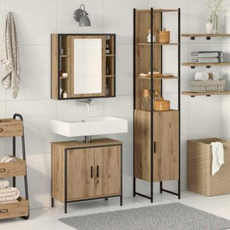 vidaXL Unità da Bagno Marrone 33 x 33 x 185.5 cm Legno multistrato - Vidaxl