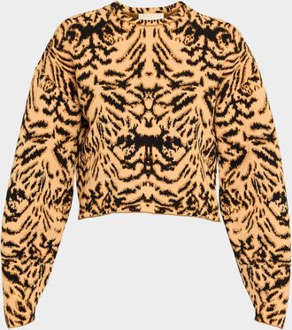 Ulla Johnson Cade Printed Jacquard Knit Pullover