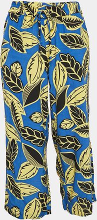 Moschino Boutique Moschino Blue/yellow Leaf Print Crepe Trousers