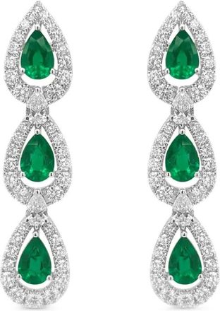 HYT Jewelry Orecchini pendenti in oro bianco 18 carati con smeraldi e diamanti - Argento
