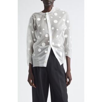 Junya Watanabe Polka Dot Jacquard Sheer Cardigan in White at Nordstrom, Size Medium