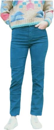 Denim Studio Colette Fluweel Broek - Dames - Slim Fit Broeken - Blauw - W26 - Katoen - Broeken