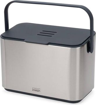 Joseph Joseph Collect 4l Caddy De Acero Inoxidable Para Residuos De Alimentos Con Cubeta Extra&iacute;ble, Compacto Y F&aacute;cil De Usar, Ideal Para La Cocina