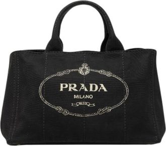 Prada Pre-owned Canvas Satchel - Dames - Vintage Shopper - Zwart - ONE Size - Vintage