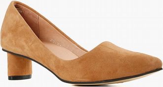 All Black Womens Oval Kitten Pump In Brown