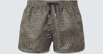 CDLP Leopard-print satin twill swim trunks