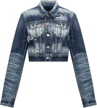 Dsquared2 Vintage-effect Denim Jacket - Dames - Spijkerjassen - Blauw - M - Denim - Jassen