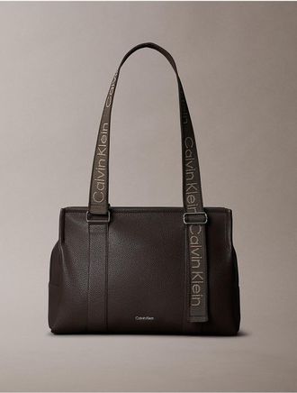 Calvin Klein Womens Logo Strap Tote Bag - Brown