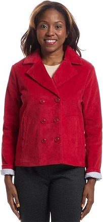 Elliott Lauren Corduroy - Double Breasted Corduroy Jacket with Slanted Welt Pockets Womens Jacket Red : 10, Cotton/Spandex