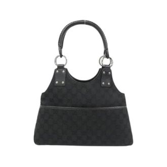 Gucci Pre-owned Handbags, female, Black, Size: ONE SIZE Pre-owned GG Canvas Shoulder Bag