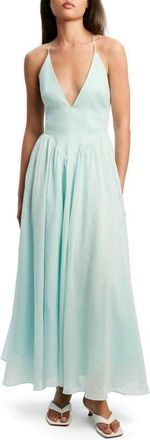 Bardot Arletha Halter Fit & Flare Maxi Dress in Soft Blue at Nordstrom, Size 8