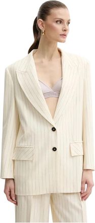 Simona Corsellini Geborduurd Blazer - Dames - Blazers - Beige - M - Polyester - Jassen