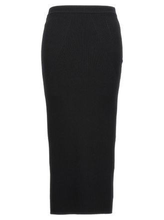 Alexander McQueen Black Textured Midi Skirt