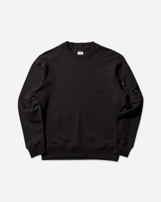 C.P. Company Men s Diagonal Raised Fleece Crewneck Sweatshirt Black