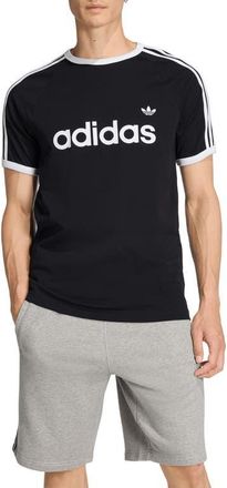adidas 3-Stripes Cotton Ringer T-Shirt in Black at Nordstrom, Size Xx-Large
