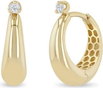 Zoë Chicco Tapered Diamond Hoop Earrings in 14K Yellow Gold at Nordstrom