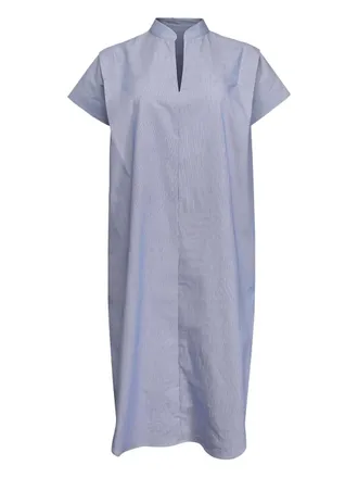 Zero + Maria Cornejo Gestreepte midi-jurk met mandarijnkraag - Blauw