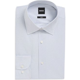 BOSS Hank Slim Fit Stretch Cotton Dress Shirt in Light/Pastel Blue at Nordstrom, Size 16.5 - R