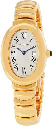 Cartier Baignoire Small 18kt Yellow Gold Quartz Silver Dial Ladies Watch WGBA0013