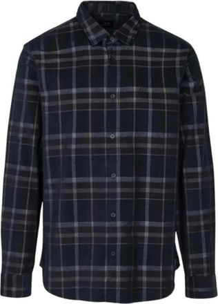 A|X Armani Exchange Klassieke Blauw Geruite Overhemd met Lange Mouwen - Heren - Casual Overhemden - Blauw - XS - Overhemden