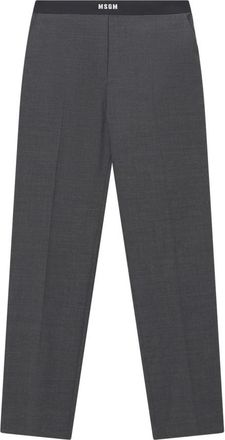 Msgm Rechte broek - Dames - Straight fit broeken - Grijs - XS - Wol - Broeken