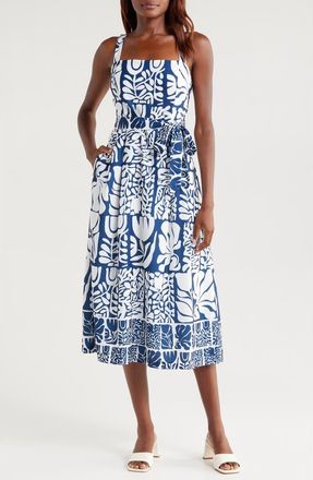 Julia Jordan Mixed Print Dress in Blue Ivory at Nordstrom, Size 10