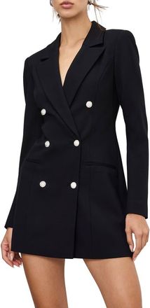 Good American Luxe Suiting Exec Long Sleeve Blazer Minidress in Black001 at Nordstrom Rack, Size Large