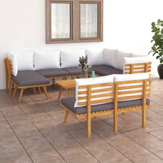 vidaXL Muebles De Jard&iacute;n 9 Piezas Con Cojines Madera Maciza De Acacia Vidaxl