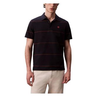 Calvin Klein Jeans Polo Shirts, male, Blue, Size: 2XL SS Cross Grain Strip Polo