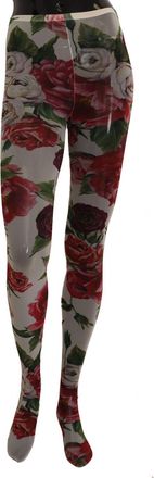 Dolce & Gabbana Womens White Floral Print Tights Nylon Stockings Clothing