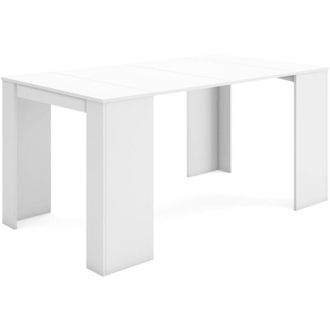 Skraut Home Skraut Home - Mesa Consola Extensible, Mesa Comedor Plegable, 160, Para 8 Comensales, Comedor Y Cocina, Estilo Moderno, Blanco