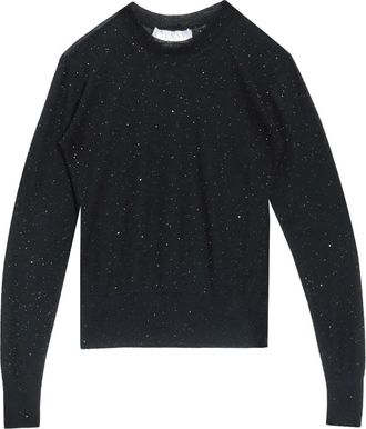 Genny Maglione Sottile Paillettes - Dames - Ronde hals truien - Zwart - M - Wol - Truien & Vesten