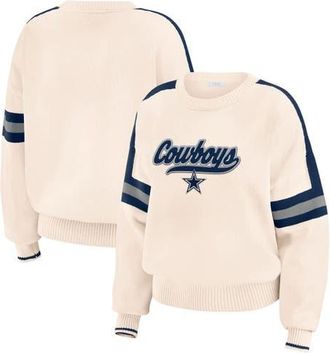 WEAR by Erin Andrews Womens WEAR by Erin Andrews Cream Dallas Cowboys Stripe Pullover Sweater at Nordstrom, Size Xx-Large