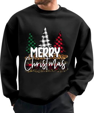 Generic Christmas Jumpers for Men Xmas Novelty Pullover Snowflakes Santa Claus Sweatshirt 3D Printed Snowman Christmas Tree Jumpers Long Sleeve Crew Neck Pull