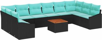 vidaXL Conjunto De Sof&aacute;s De Jard&iacute;n 11 Uds. Negro Rat&aacute;n Sint&eacute;tico Vidaxl