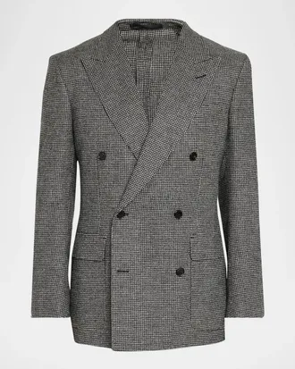 Dunhill Men & apos;s Houndstooth Peak Lapel Double-Breasted Sport Coat