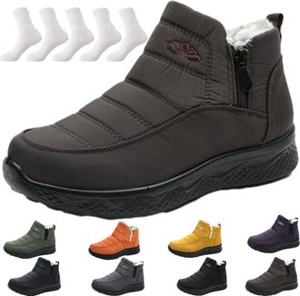 Generic Orthopedic Winter Boots, Lightweight Waterproof Non-Slip Fur Lined Comfortable Warm Shoes for Outdoor Home (Coffee, Adul, Adult, Women, 5.5, Numeric, 