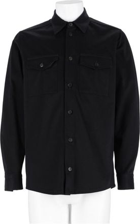low brand Black Long-Sleeve Cotton-Blend Casual Shirt
